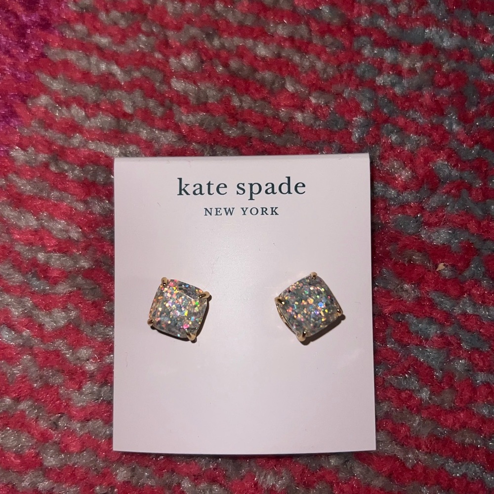 kate spade Iridescent Multicolor Druzy Square Stud Earrings
